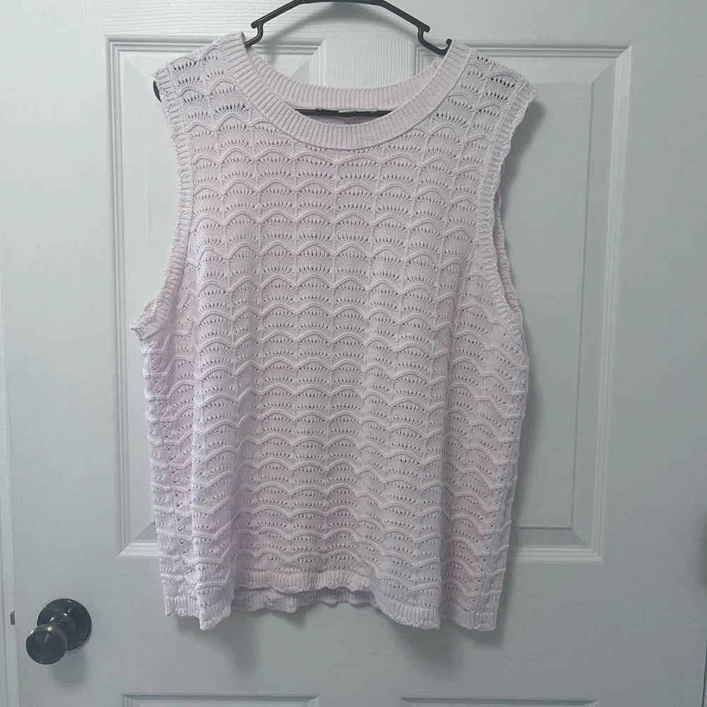 LOFT Scalloped Pointelle Sweater Tank Top NWOT - Picture 4 of 10